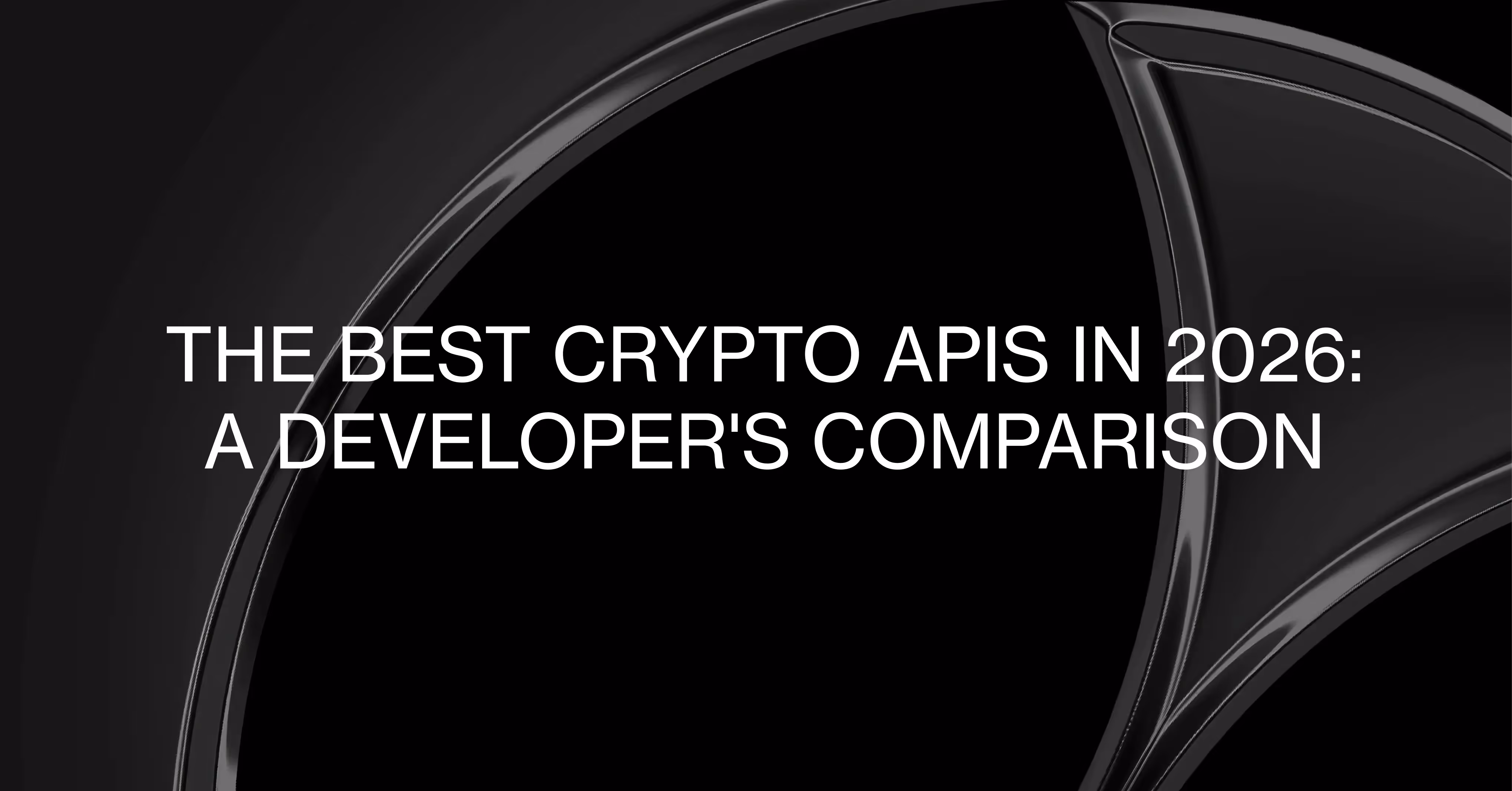 The text of "The Best Crypto APIs in 2026: A Developer's Comparison" with a giant stylized Elgon C in the background.